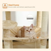 PAWZ Road Cat Tree 56 Sisal Scratching Posts Tower with Large Perch Hammock for All Indoor Cats,Upgrade Beige