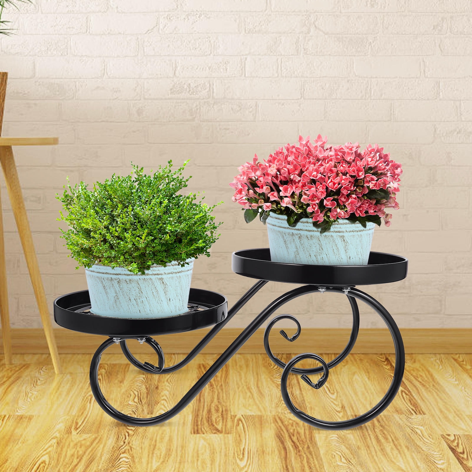 DINHEAROM 1Pc Black Flower Rack Balcony Plant Holder Space Saving Storage Solution