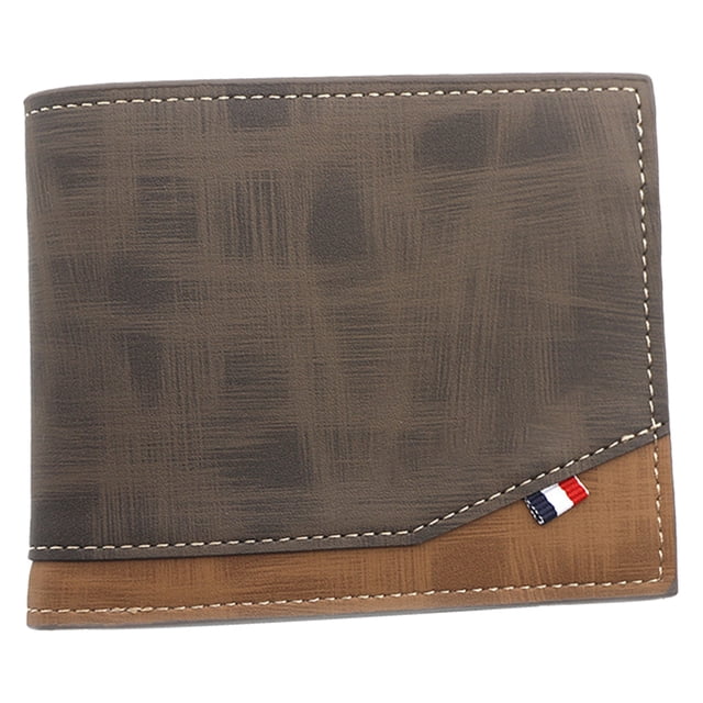 Cartera sencilla de cuero con múltiples compartimentos para tarjetas, con clip para billetes para hombre, color café oscuro