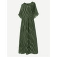 thumbnail image 4 of AMERTEER Robe Décontractée pour Femmes Courte Décontractée à Col Rond à Manches à Pois Robe Grande Taille Femmes Robe Peinte pour Femmes Vêtements pour Femmes 2TG Vert, 4 of 4
