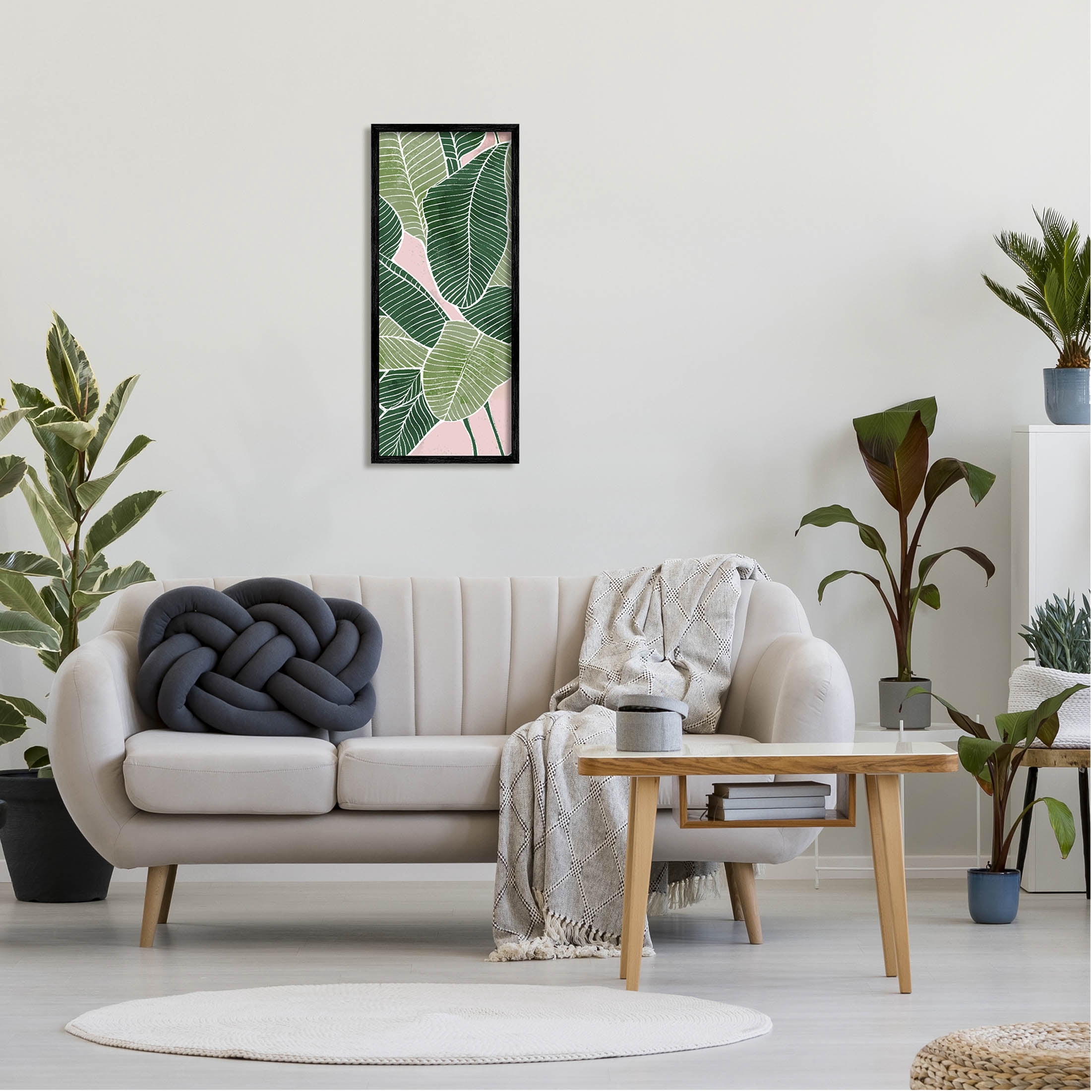Layered Plant Leaf Shapes Botanical & Floral Graphic Art Black Framed Art Print Wall Art