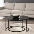 thumbnail image 2 of Set of Two Black And Silver Mirrored Round Nested Coffee Table Set, 2 of 7