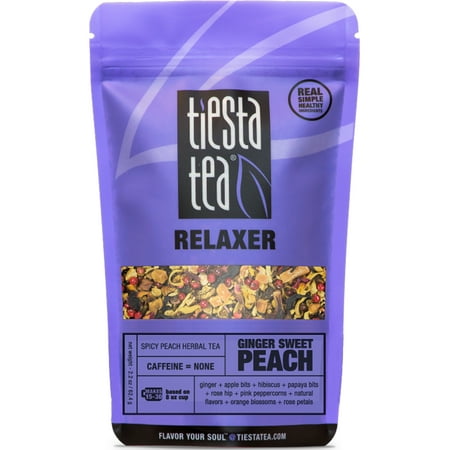 Peach Leaf - Tiesta Tea Relaxer, Ginger Sweet Peach, Loose Leaf Herbal Tea Blend, Caffeine Free, 2.2 Ounce Pouch