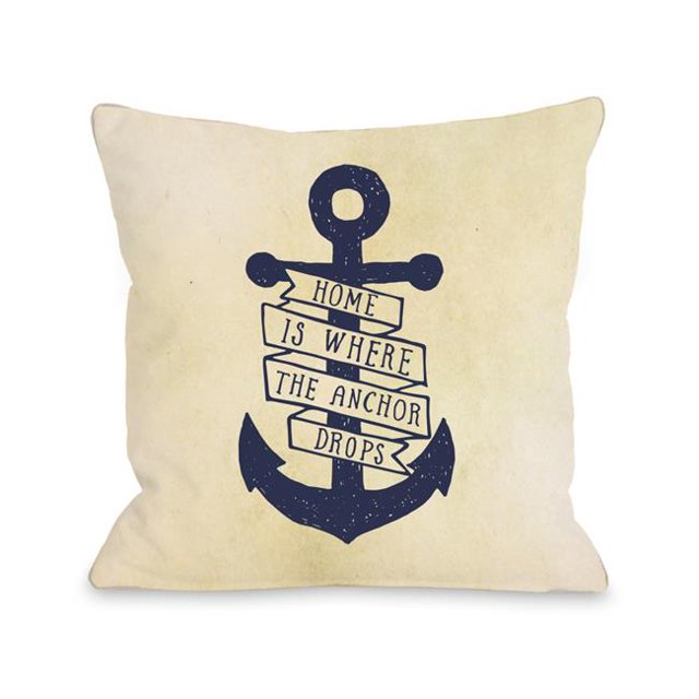 One Bella Casa 75013CSES Home is Where the Anchor Drops Standard Pillowcase, Navy