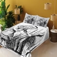 thumbnail image 3 of Ambesonne Cartoon Fitted & Top Sheet Set with Shams, Adventure, Black White, 3 of 5