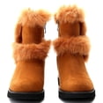 thumbnail image 6 of Ferwind Women's Ankle Booties Low Wedge Heels Suede Winter Shearling Style Adult Tan  9, 6 of 9