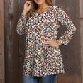 thumbnail image 5 of Dweltoz Plus Size Shirts for Women L-4XL 2025 Summer Crew Neck Tops 3/4 Sleeve T-Shirts Oversized Floral Print Tunics Blouses,Watermelon Red XL, 5 of 5
