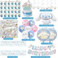 thumbnail image 2 of Cinnamoroll Birthday Decorations, 101pieces Party Supplies Set Include Banner, Balloons, Stickers, Hanging Swirls, Cake Cupcake Toppers, Tablecloth for Kids Cinnamoroll Theme Party, 2 of 6