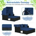 thumbnail image 5 of Costway Patio Rattan Daybed Lounge Retractable Top Canopy Side Tables Cushions Navy, 5 of 10