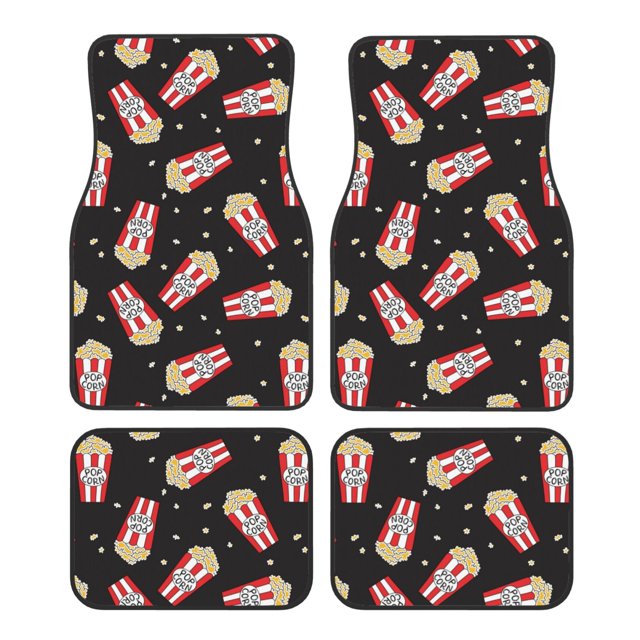 Balery Popcorn Juego de 4 Alfombrillas para Auto, Revestimientos de Caucho Resistente, Diseño Antideslizante