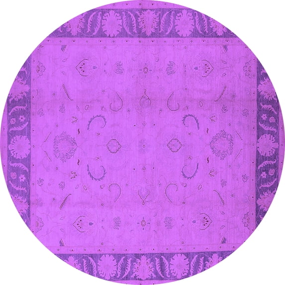 Ahgly Company Indoor Round Oriental Purple Traditional Area Rugs, 4' Round