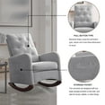 thumbnail image 4 of Modern Sofa Rocking Chair, High Backrest Fabric Rocker Chair with Two Side Pocket and Wooden Base, Upholstered Wingback Living Room Chairs for Reading Room, Bedroom, Office, Light Grey, 4 of 7