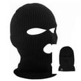 thumbnail image 2 of lanema 3 Hole Motorcycle Balaclava Black Knit Hat Face Shield Beanie Cap Winter, 2 of 7