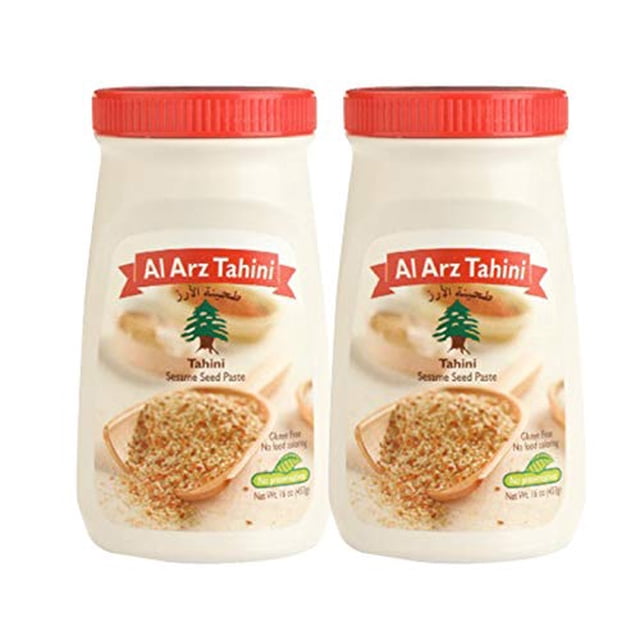 2 Pack Tahini Clásico Al Arz Tahini 2 frascos de 453 Gramos cada uno. Tahina Premium, 100% ajonjolí, lleno de sabor, proteina y fibra, el tahini ideal para preparar hummus en cas