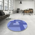 thumbnail image 3 of Ahgly Company Indoor Round Patterned Denim Blue Area Rugs, 5' Round, 3 of 6