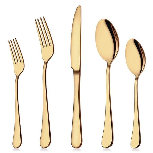 Juego de cubiertos Aisoso Gold de 40 piezas para 8 personas de acero inoxidable
