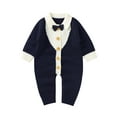 thumbnail image 1 of ZAXARRA Combinaison Bébé Garçon Épissage Couleur Revers Manches Longues Tricotés Rompers, 1 of 9