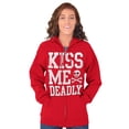 thumbnail image 4 of Valentines Day Skull Kiss Me Deadly Zip Hoodie Sweatshirt Women Brisco Brands M, 4 of 6