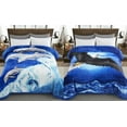 thumbnail image 1 of Marina Decoration Reversible 8 LB Oversized Heavy Woven Fluffy Plush Soft Warm Korean Style Mink 2 Ply Rich Printed Animal Flannel Fleece Throw Raschel Blanket, 78 x 86 Inch Bald Eagle Dolphin, 1 of 8