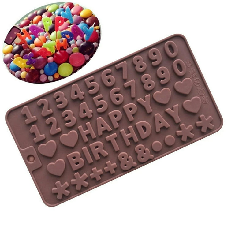 Chocolate Molds Silicone Break-Apart Letters Happy Birthday Numbers Waffle  Silicone Candy Molds Food Grade Silicone Molds, Thin Mini Chocolate  Tray(4Pack)