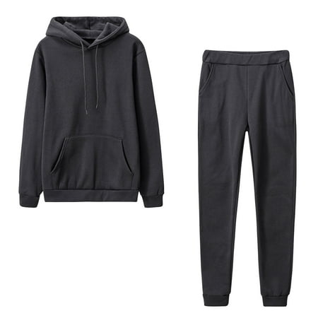 ZAZYULZ Women Suits Ladies  Solid Color Sweater Casual Suit Sportswear Long Sleeved Trousers Two Piece Set(Black Xl)