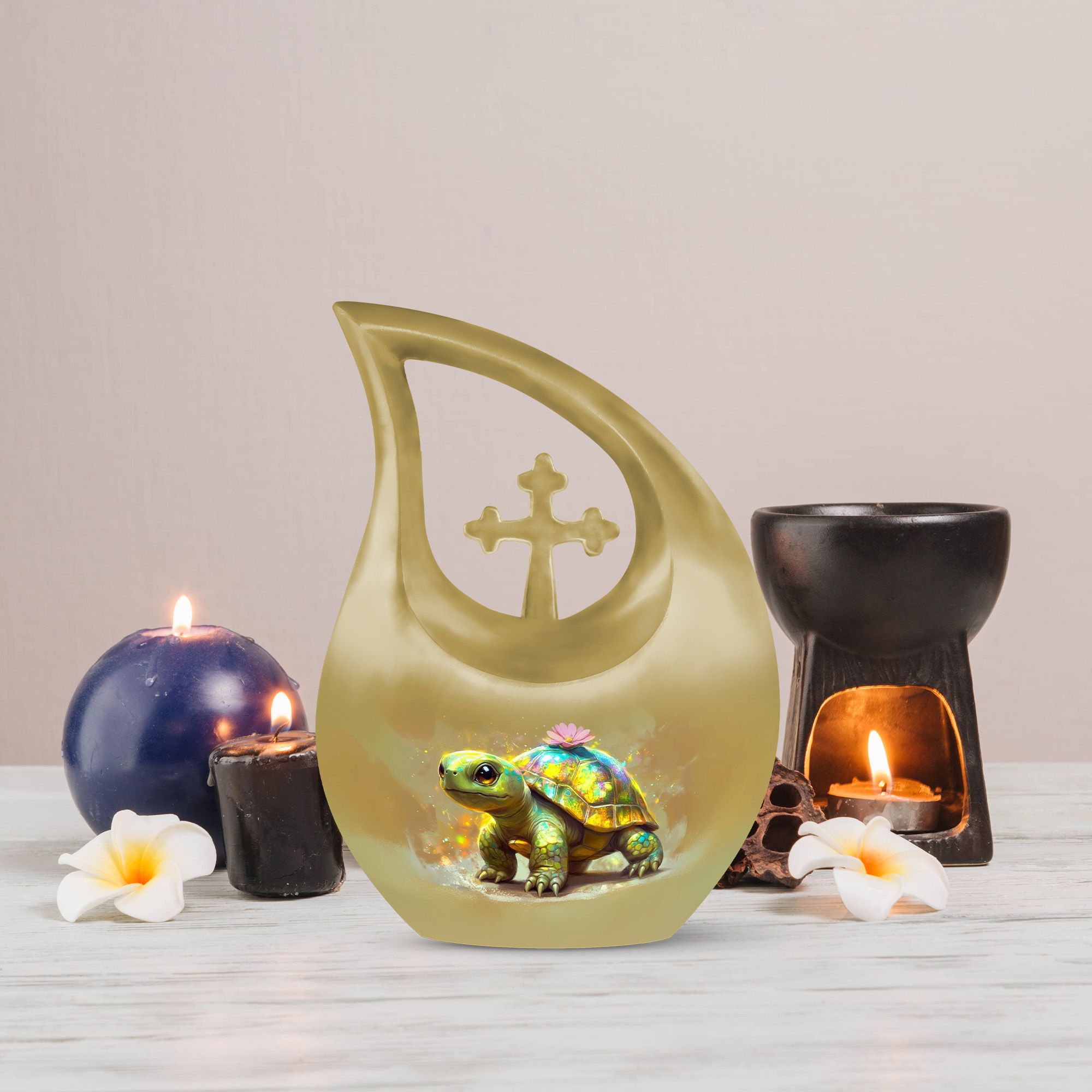 MUKTIVE Colorful Baby Tortoise Large Cremation Urns for Human Ashes Adult Male and Female, Memorial Urn for Adult Ashes, (Large Drop, 10 Inch)