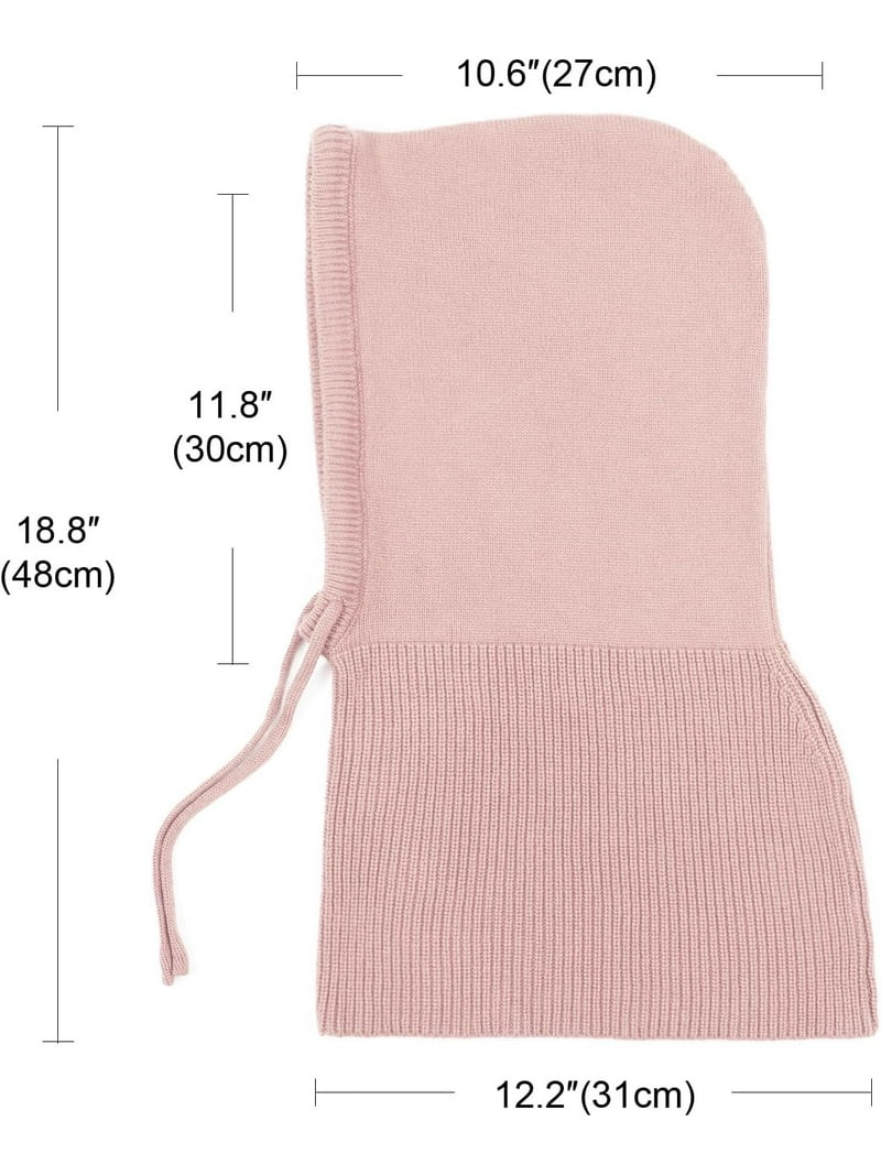 Women\'s Pink Winter Hat Warm Hooded Scarf Hat Balaclava Knit Skull Beanie YEKEYI Hooded Scarf Hat Knit Balaclava Women Beanie Skull  main image 2
