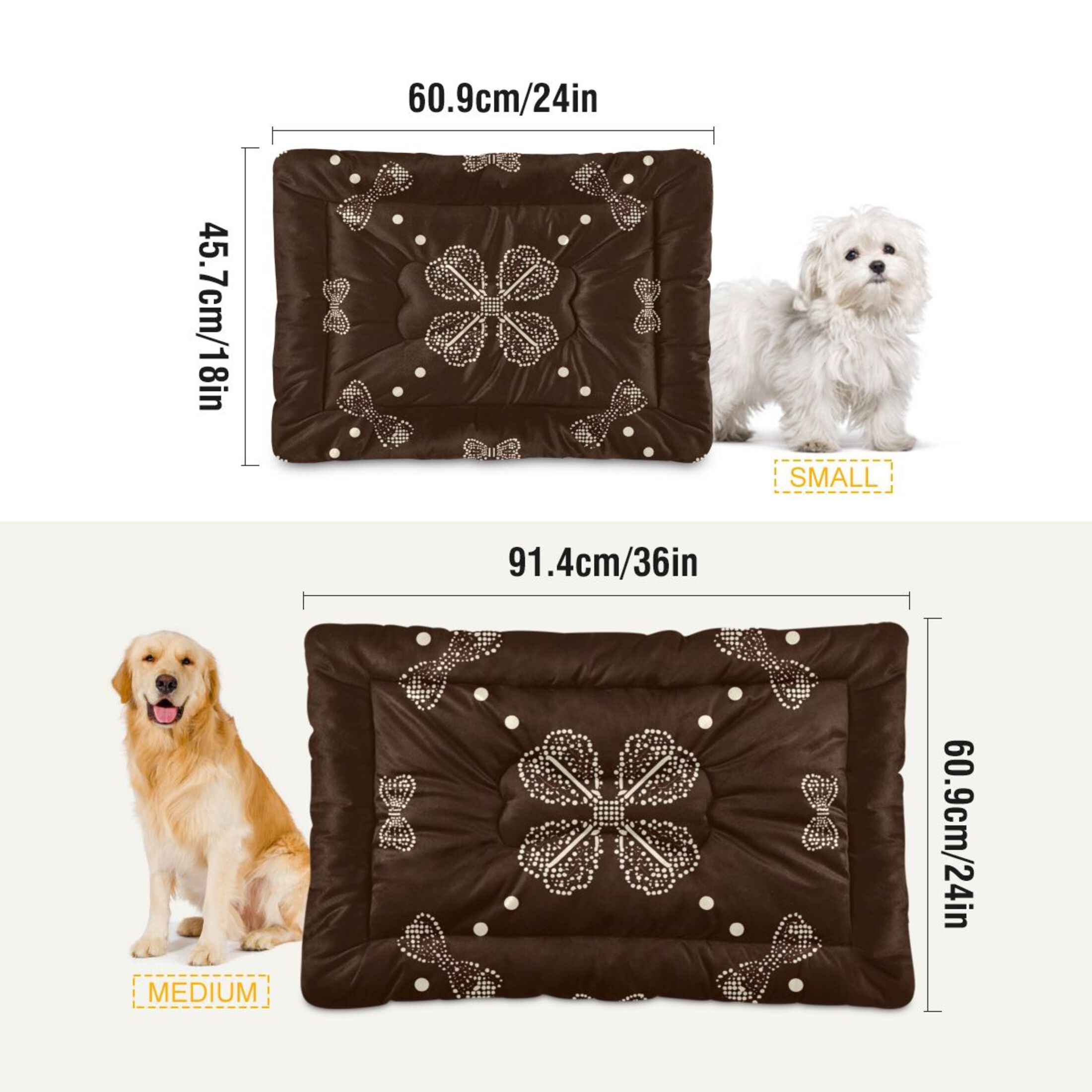 Cozy Mat Pet Bed Indoor Outdoor Warm Soft For Cat Dog Puppy(S/M) Lace Pattern with Bows