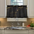 thumbnail image 5 of Marble Texture Kitchen Curtains 2 Panels UV Protected Tier Curtains, Half Window Curtains Kitchen Tiers for Guest Room Bathroom Sink Laundry Room Basement,24"x27", 5 of 7