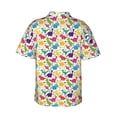 thumbnail image 3 of Fotbe Colorful Dinosaurs Hawaiian Shirt for Men Unisex Summer Beach Casual Short Sleeve Cotton Linen Button Down Shirts-Large, 3 of 9