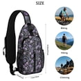 thumbnail image 5 of Sling Backpack,Skull Flower Halloween Pattern Crossbody Bag with Water Bottle Holder,Waterproof Sling Bag for Men/Women with Chest Phone Holder for Hiking,Travel, 5 of 6