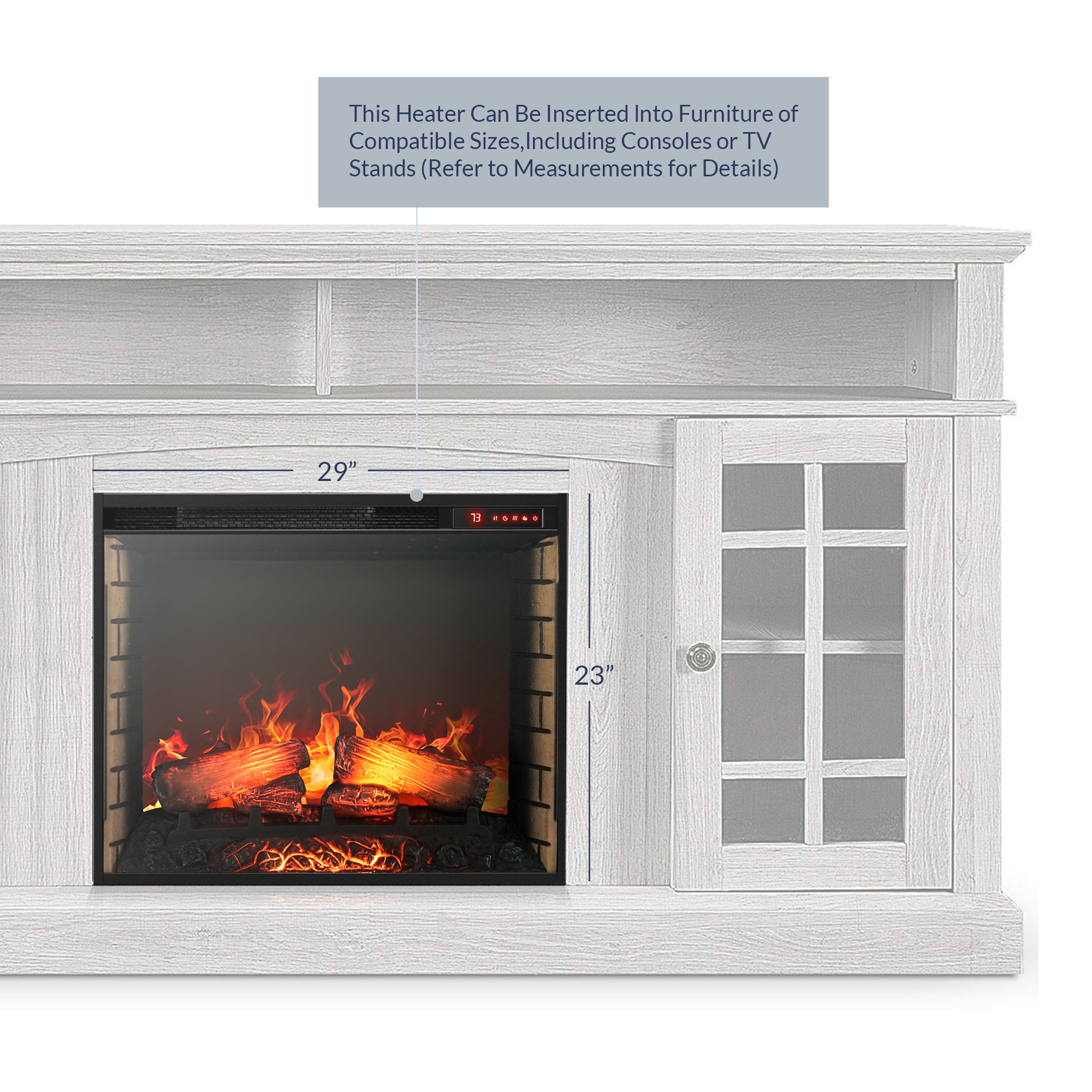 BELLEZE 28" Electric Fireplace, 1500 W 5000 BTU Space Heater with Adjustable Timer, Realistic Wood Log & Crackling Sound, Indoor Fireplace for TV Stand Mantel, Bedroom, Living Room