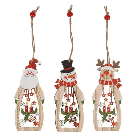 

OUNONA 3 Pcs Christmas Hanging Pendant Hollow Christmas Elements Wooden Hanging Pendant Home Xmas Party Hanging Adornment