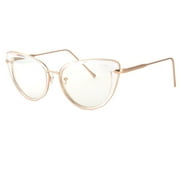 Cat Eye Clear Lens Glasses Metal Gold 50s Vintage Women Retro Eyeglasses