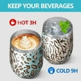 thumbnail image 4 of 12oz Stemless Wine Tumblers Leopard and Tiger Pattern Vacuum Insulated Stainless Steel Travel Tumbler Cups Mug with Lid and Straw for Champaign,Cocktail,Beer with Cleaning Brush, 4 of 5