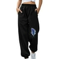 thumbnail image 2 of WREESH Womens Sweatpants Fashion Fall Winter Fitness Sport Relaxed Loose Printing Elastic Waist Long Sweatpants Black, 2 of 6