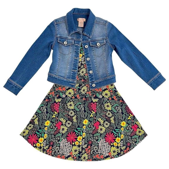 Vestido con Campera de Jean Squeeze Azul Floral Talle M