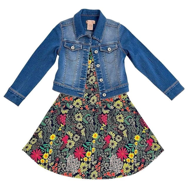 Vestido con Campera de Jean Squeeze Azul Floral Talle M
