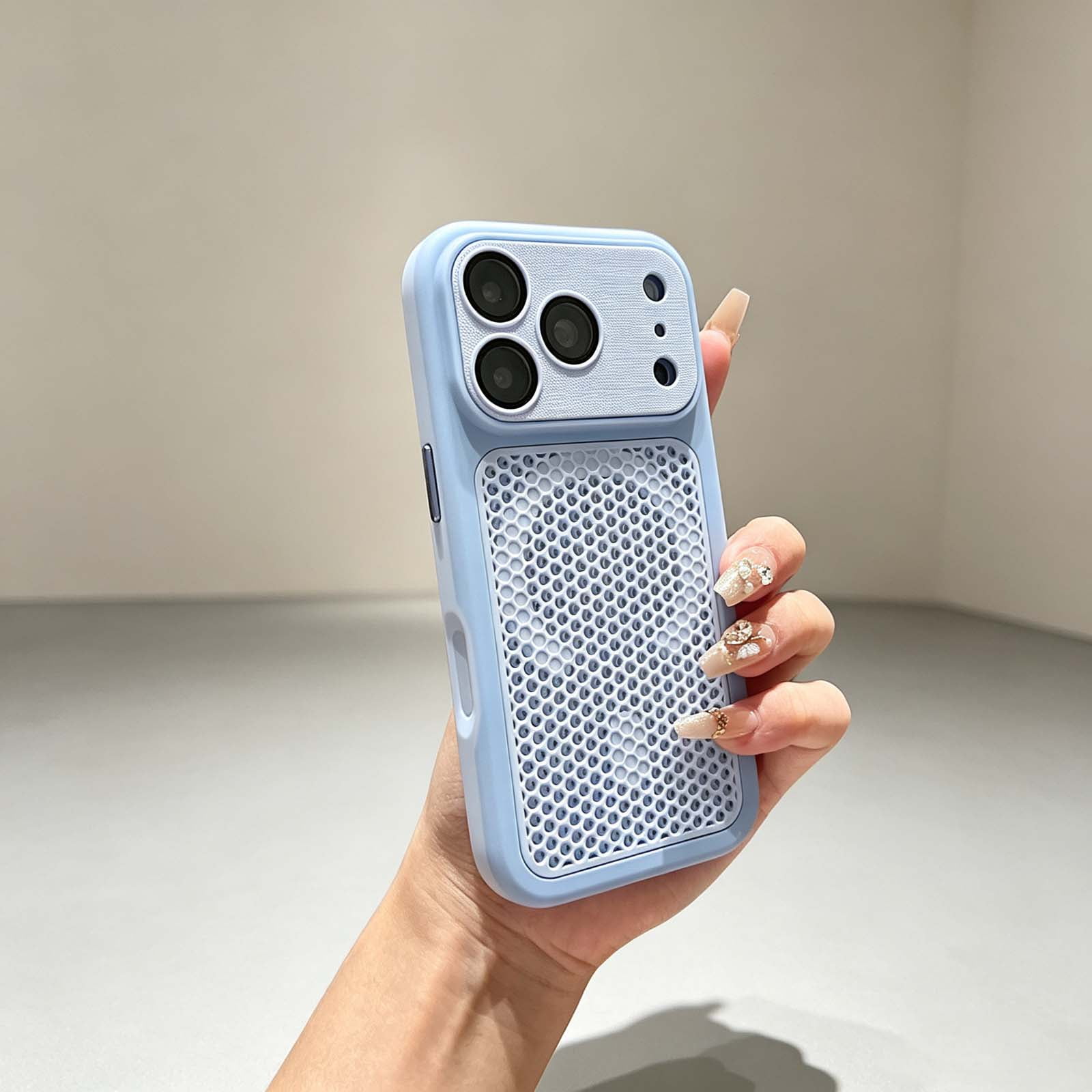 for iPhone 12 Pro Max Magnetic Breathable Case Heat Dissipation Shockproof Non‑Slip Wireless Charging Protective Slim Phone Cover Sky Blue