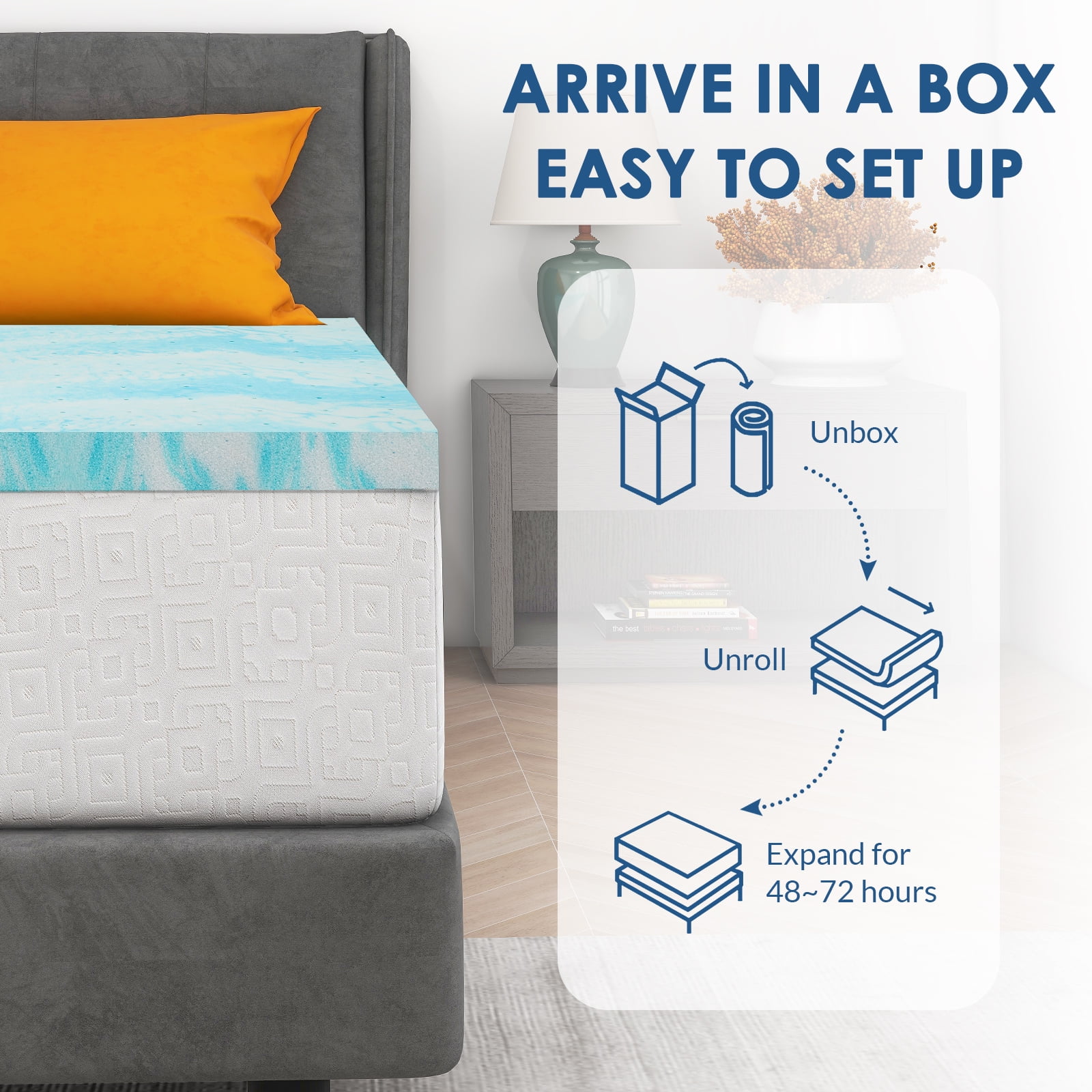 Queen Mattress Topper,2 inch Gel Infused Memory Foam