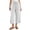 White——Fall Savings, variant on Oiangi Women's Wide Leg Capri Pants Elastic Waist Drawstring Ruched Capris Casual Button Pockets Crop Trousers for Vacation Travel Army Green 2XL