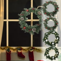 Boovnll Christmas Wreath, 12" Artificial Wreath Decorated with Berries Balls Pinecones Bows Christmas Wreaths for Front Door Holiday Wall Window Party Decor, Christmas Decorations