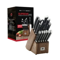 Master Maison 15 Piece Ultra Premium Professional Knife Set | German Stainless Steel Kitchen Knife Set With Dual Sharpener & Edge Guard Cover | Anti-Fatigue, Ergonomic, Full-Tang Triple-Riveted Handle