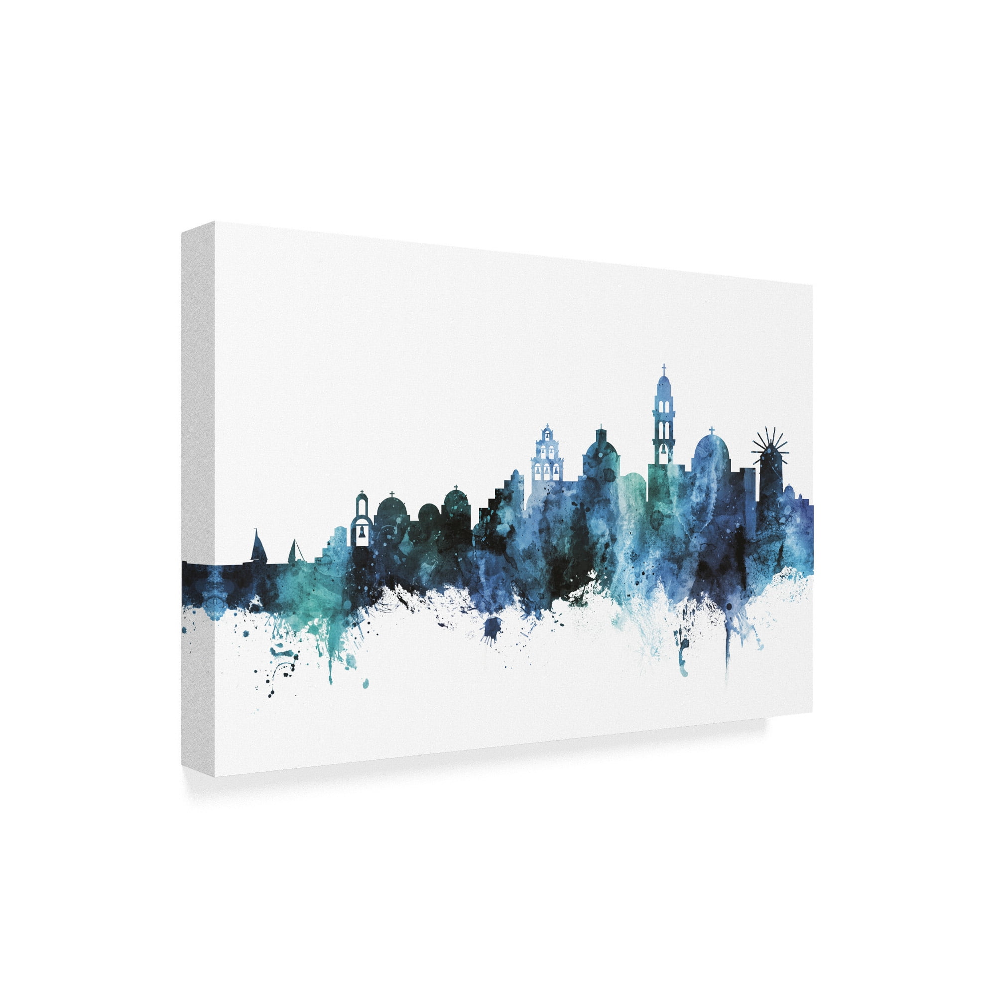 Trademark Fine Art 'Santorini Blue Teal Skyline' Canvas Art by Michael Tompsett