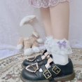 thumbnail image 2 of Calcetines cortos de Lolita para mujer, calcetines elásticos de encaje con volantes, calcetines de vestir de algodón, 2 of 5