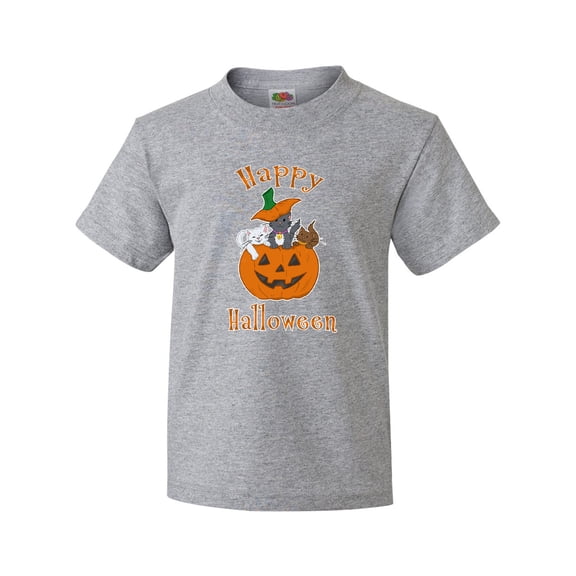 Inktastic Happy Halloween Kittens in Pumpkin Youth T-Shirt