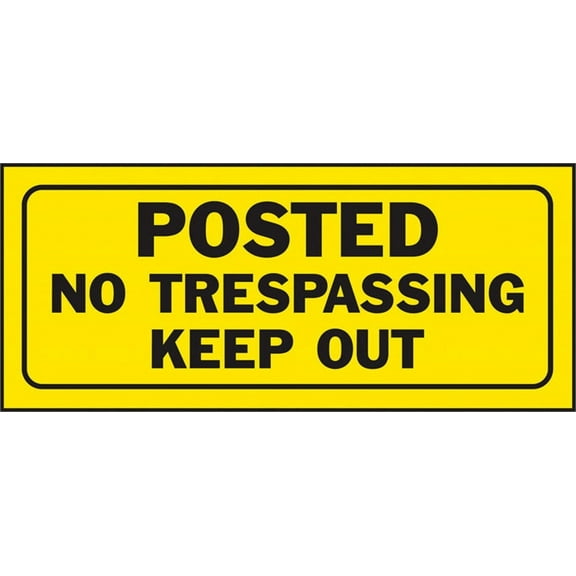 Hy-Ko Plastic Sign Yellow 14" X 6" Keep Out,No Trespassing Polyethylene Case of 5