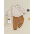 thumbnail image 3 of Suealasg Toddler Boys Spring Clothes 6M 12M 18M 2T 3T Infant Baby Boys 2Pcs Autumn Outfit Kids Crew Neck Long Sleeve Sweatshirt Pullover Top Elastic Waist Pants Sets, 3 of 9