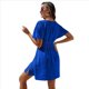 thumbnail image 3 of Vestido Informal de Verano para Mujer, Liso, con Escote en V, Volantes, Corta, Holgado, Azul, Talla M, 3 of 8