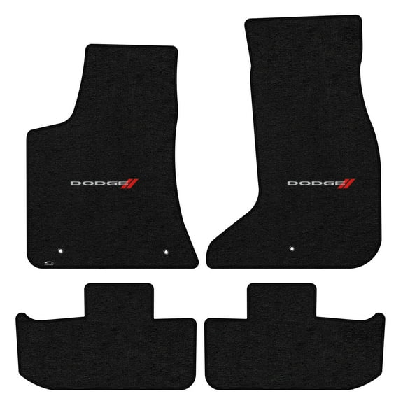 Lloyd Mats LogoMat Custom-Fit 4PC Carpet Floor Mats for 2017-2023 Dodge Challenger AWD, Charcoal